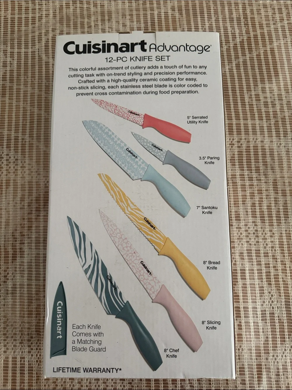 Cuisinart Teal and White Zebra Chef Knife